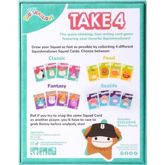 Take4 Original Squishmallows Card Game With 4.5” Squishmallow - Picture 8 of 8
